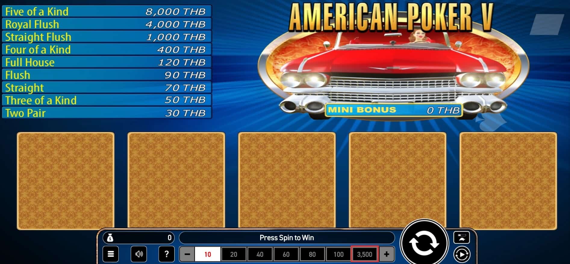 American Poker V Wazdan Direct AMBBET เครดิตฟรี